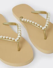 Pearl Flip Flops, Gold (GOLD), large