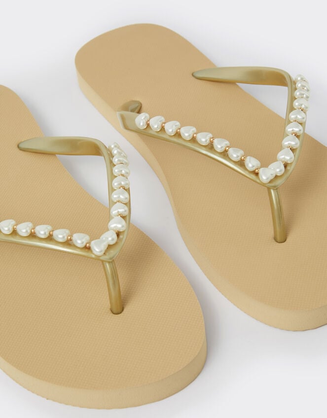 Pearl Flip Flops, Gold (GOLD), large
