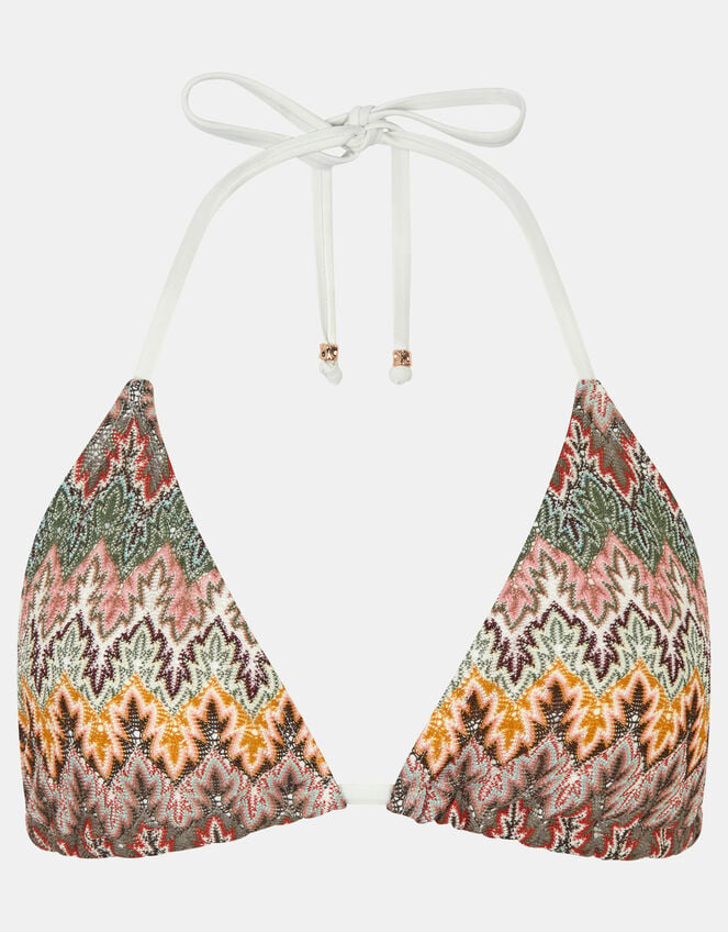 Crochet Triangle Bikini Top, Natural (NEUTRAL), large