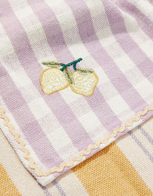Embroidered Lemon Tea Towel Set, , large