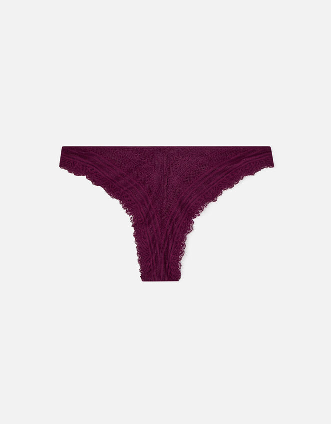Geometric Lace Brazilian Briefs, Red (BURGUNDY), large