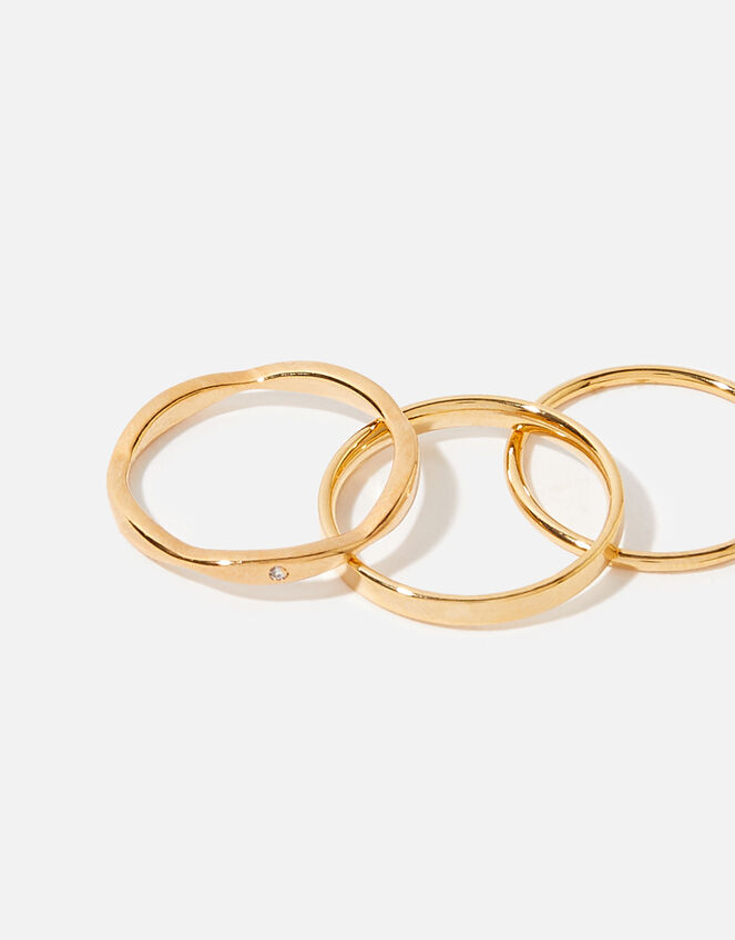 Gold-Plated Mixed Band Stacking Ring Multipack, Gold (GOLD), large