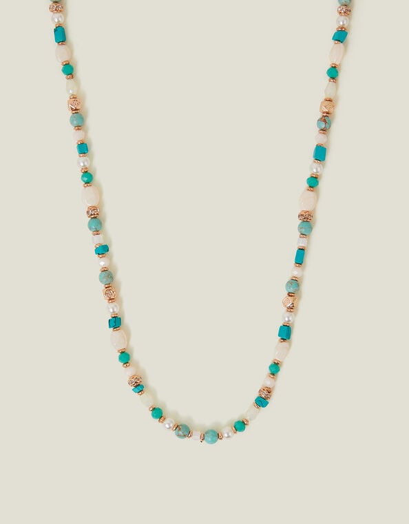 Mix Beaded Necklace Turquoise, , large
