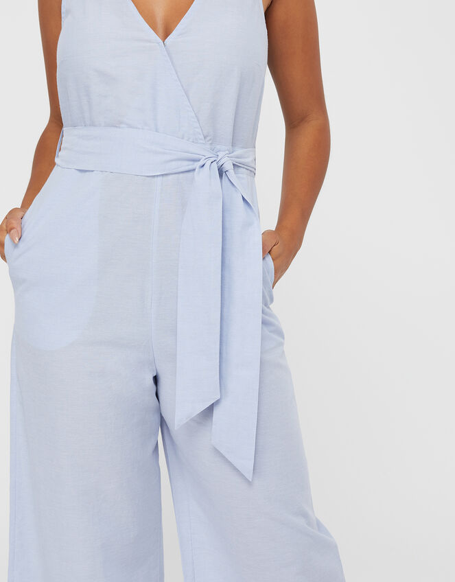 Tie Belt Jumpsuit, Blue (BLUE), large
