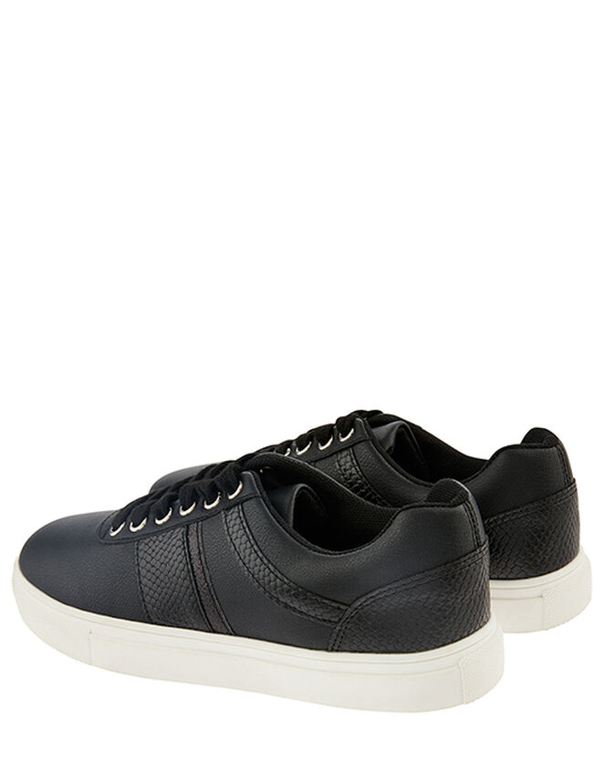 Casual Mock Croc Trainers, Black (BLACK), large