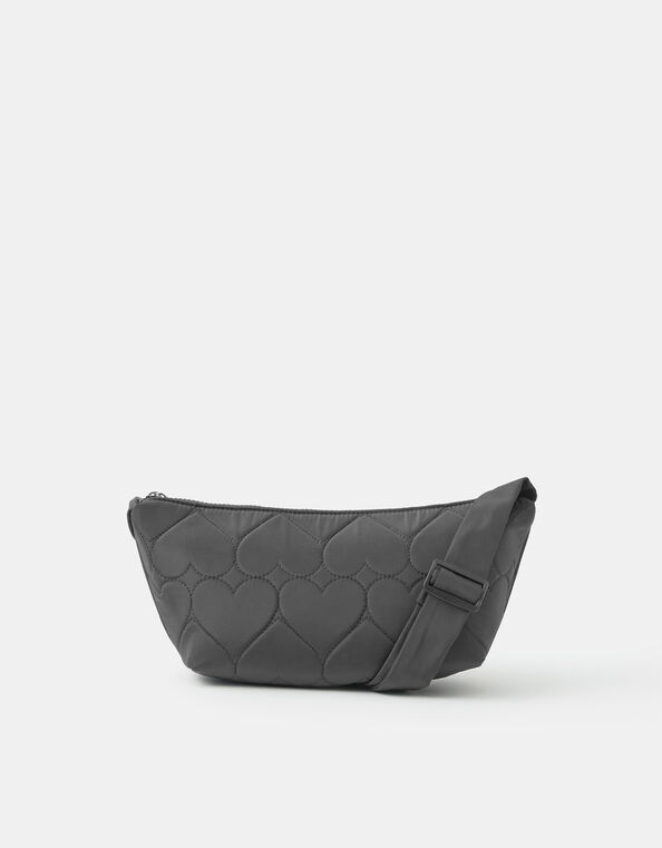 Heart Quilted Sling Crossbody Bag, , large