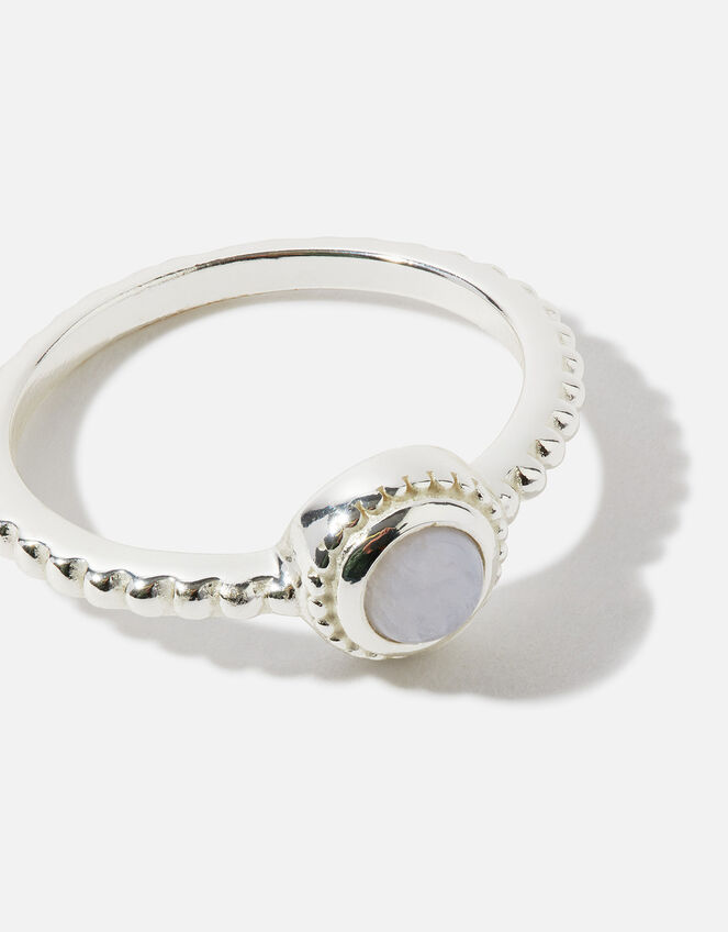 Sterling Silver Blue Agate Bobble Ring, Blue (BLUE), large