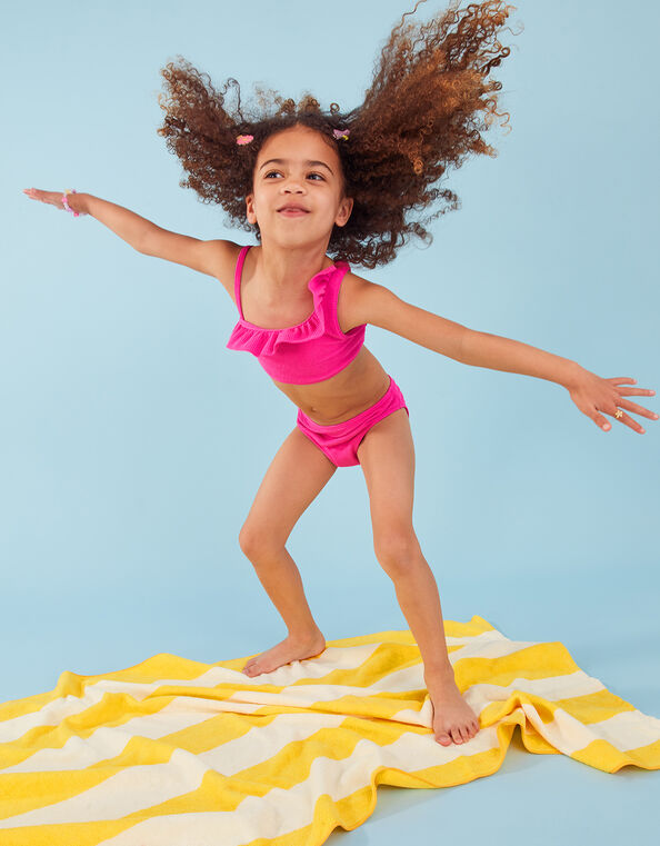 Kids Asymmetrical Ruffle Bikini Set, Pink (PINK), large
