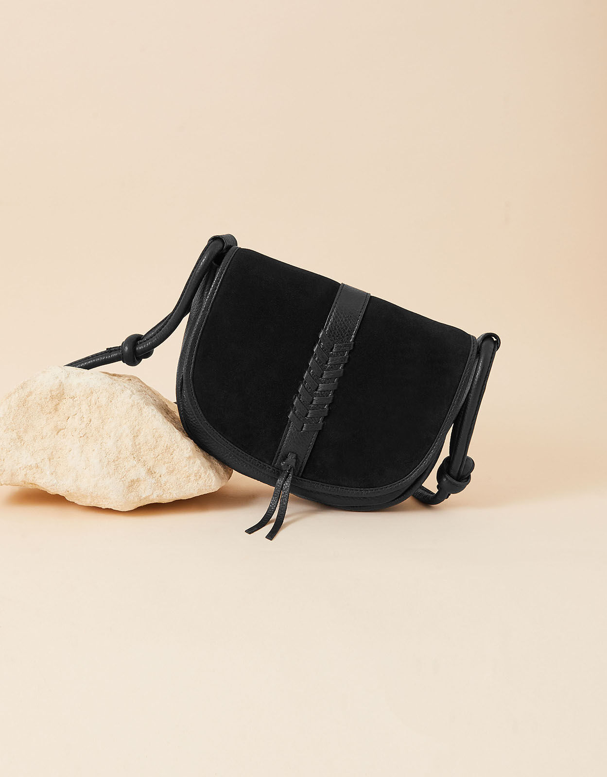 Black leather and suede crossbody bag outlet