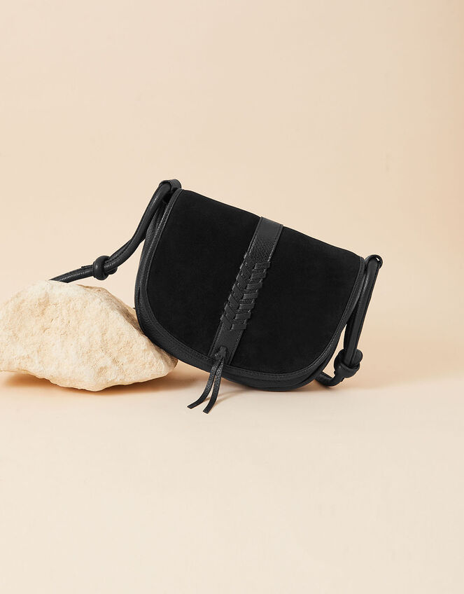 Plait Suede Flap Cross-Body Bag, , large