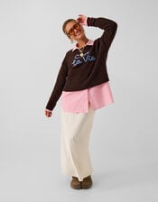 Accessorize x Good Manners C'est La Vie Jumper, Brown (CHOCOLATE), large