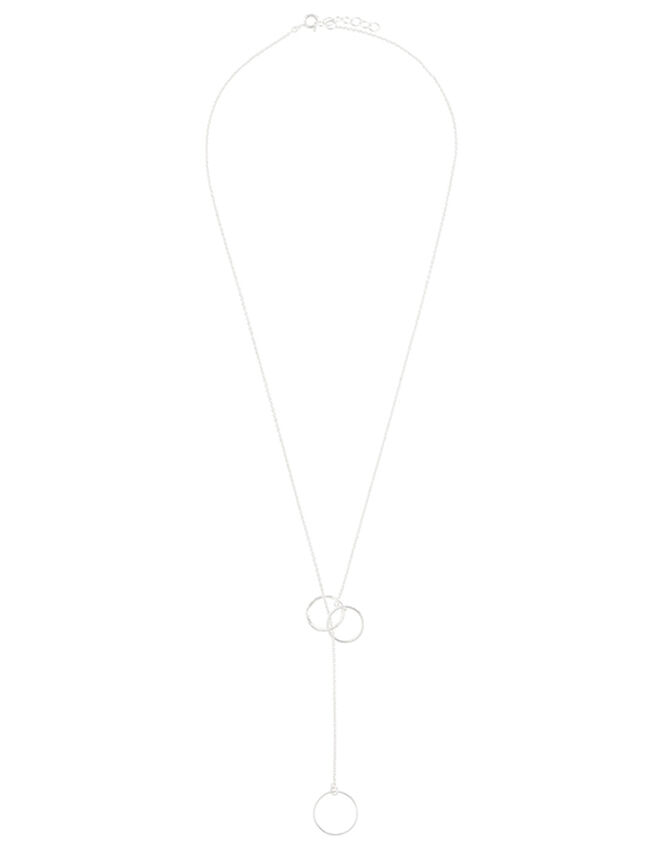 Sterling Silver Linked Ring Lariat Necklace, , large