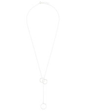 Sterling Silver Linked Ring Lariat Necklace, , large