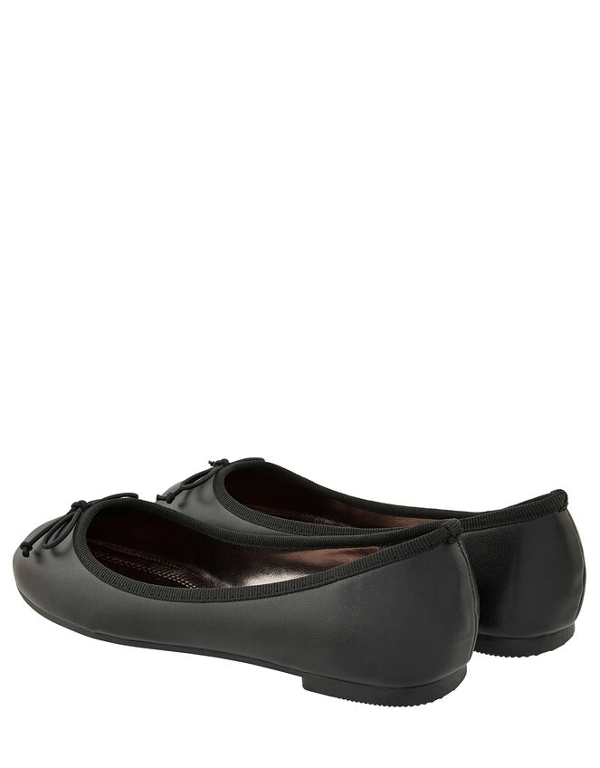 Bow Ballerina Flat Shoes, Black (BLACK), large