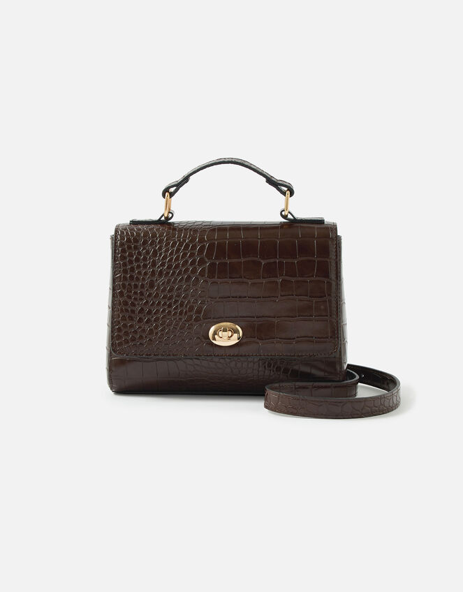 Jessica Croc Handheld Bag, Brown (CHOCOLATE), large
