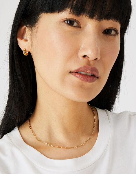 14ct Gold-Plated Paperclip Chain Necklace, , large