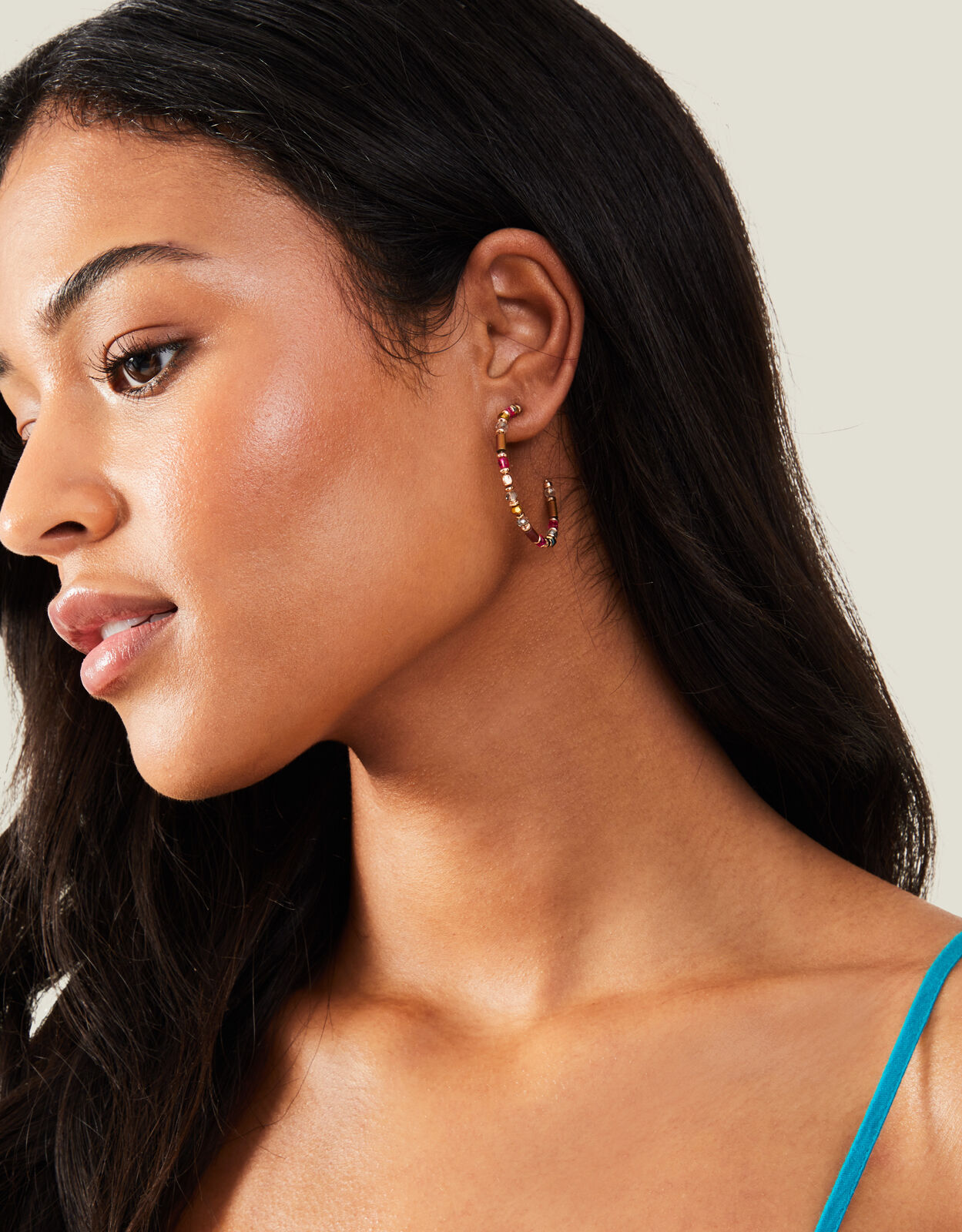 Small beaded shop hoop earrings