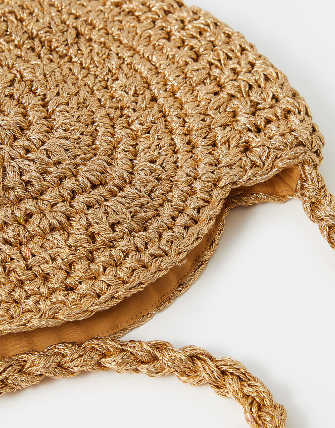 Metallic Shell Macram&eacute; Crossbody Bag, , large