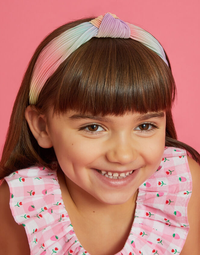 Girls Ombre Plisse Knot Headband, , large