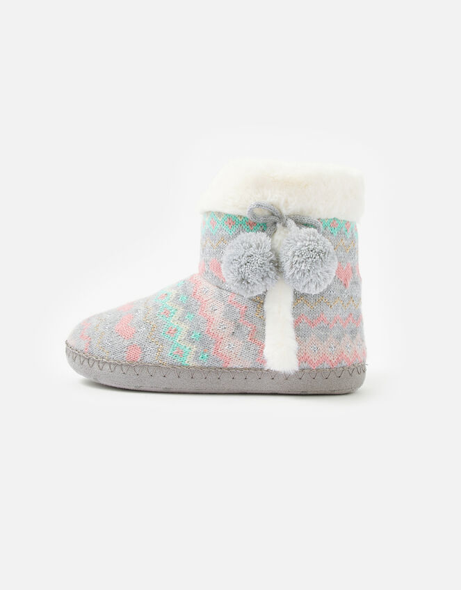 Fairisle Knitted Slipper Boots, Multi (PASTEL-MULTI), large