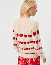 Heart Print Jumper, Camel (OATMEAL), large