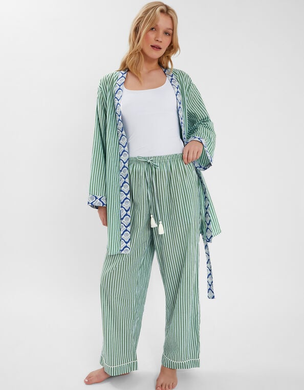 Dandelion Stripe Short Robe, Green (GREEN), large