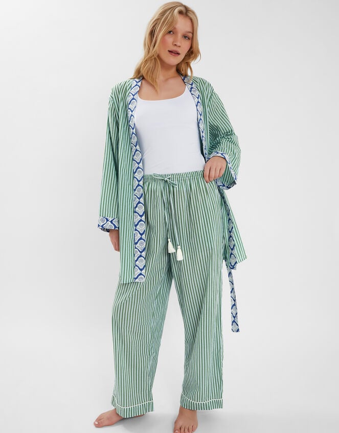 Dandelion Stripe Short Robe, Green (GREEN), large