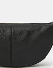 Leather Sling Crossbody Bag, Black (BLACK), large