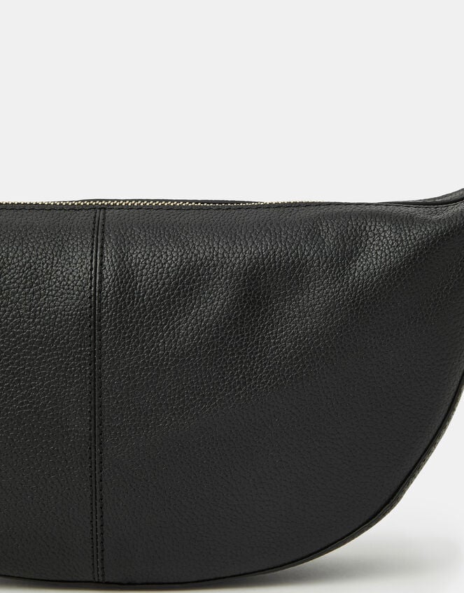 Leather Sling Crossbody Bag, Black (BLACK), large