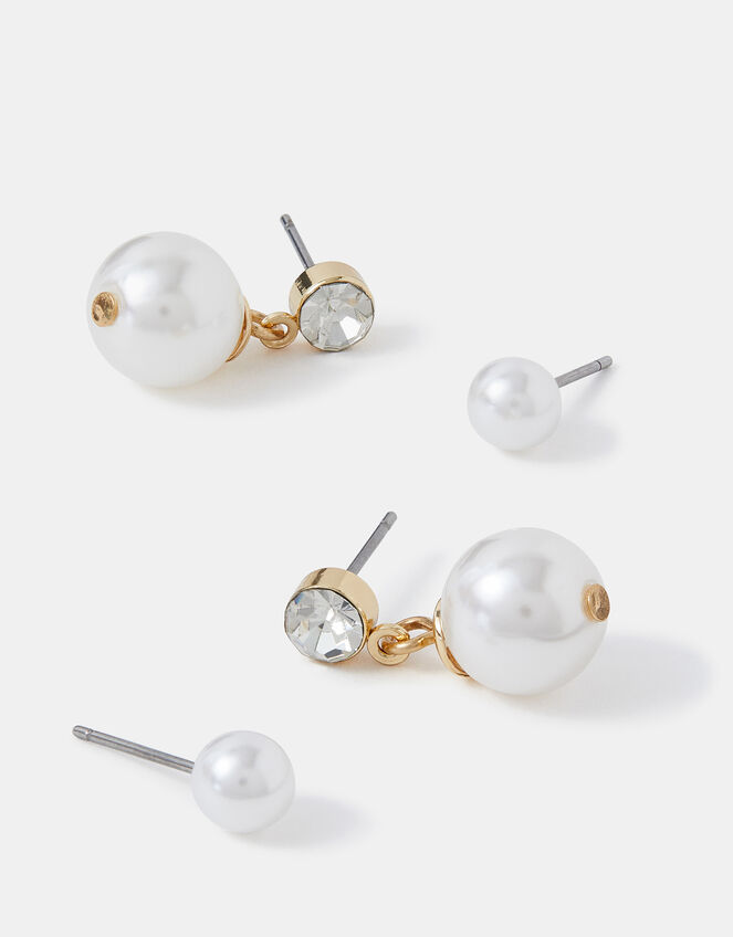 2-Pack Pearl Stud and Drop Earrings, , large