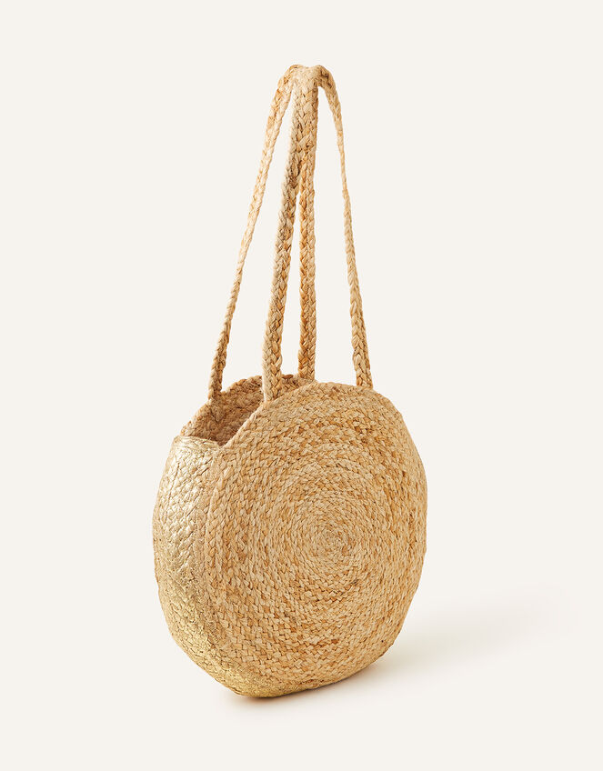 Mrs Large Circular Straw Shoulder Bag Beach bags Accessorize UK