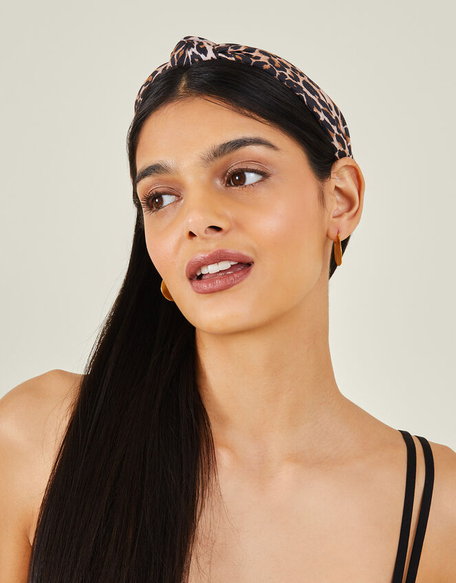 Leopard Print Knot Headband, , large