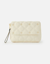 Stud Quilted Clutch , Cream (CREAM), large