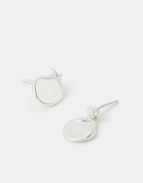 Sterling Silver Molten Drop Earrings, , large
