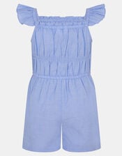 Girls Cherry Embroidered Playsuit, Blue (BLUE), large