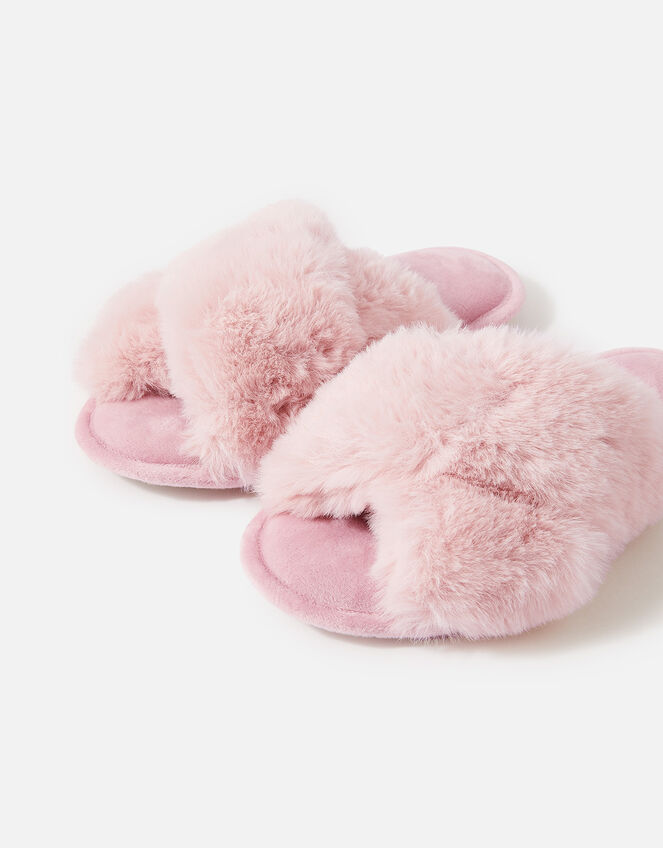 Super-Soft Faux Fur Sliders, Pink (PINK), large