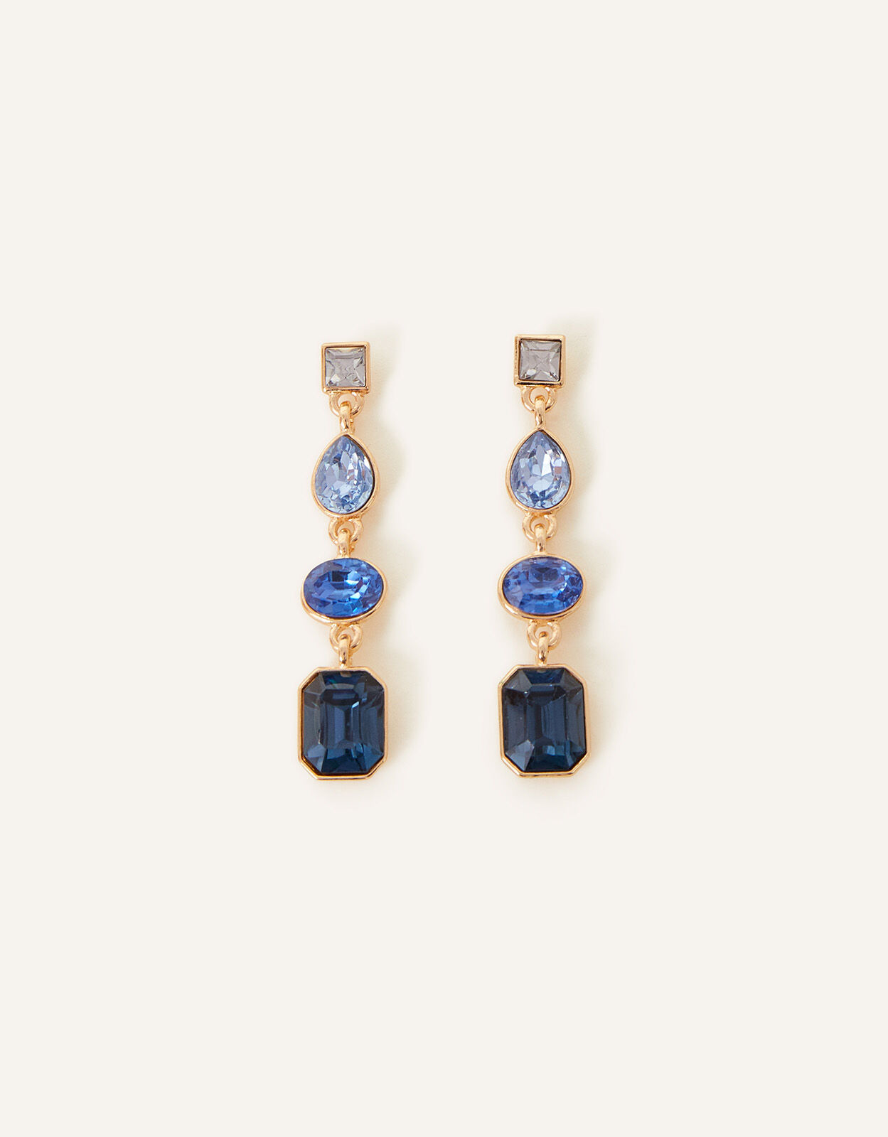 Eclectic Gem Long Drop Earrings Blue Drops Accessorize UK