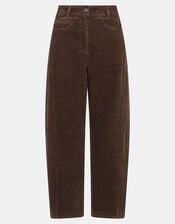 Corduroy Barrel Leg Trousers, Brown (CHOCOLATE), large