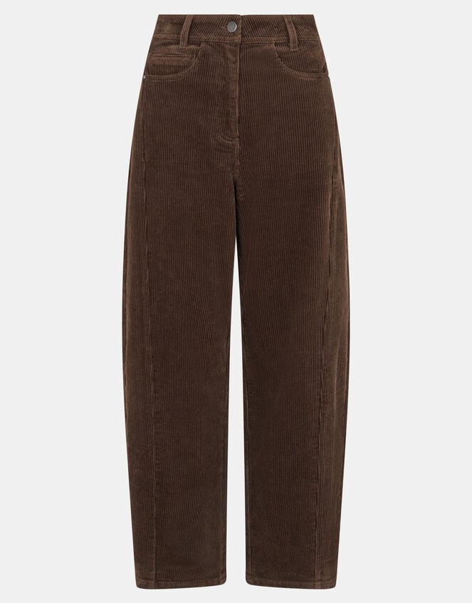 Corduroy Barrel Leg Trousers, Brown (CHOCOLATE), large