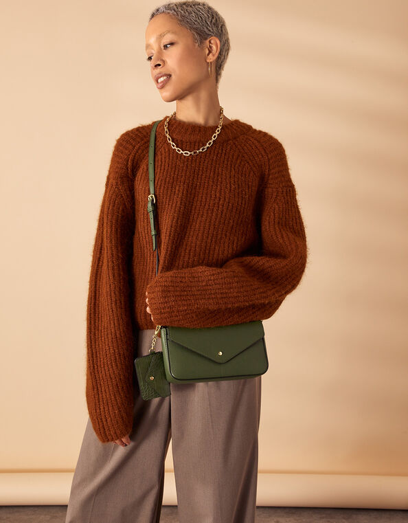 Envelope Charm Cross-Body Bag Green, Green (KHAKI), large