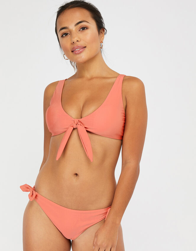 Tie Front Bikini Top, Orange (CORAL), large