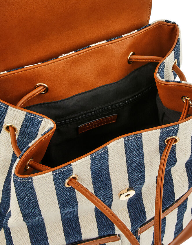 Stripy Cotton-Mix Backpack, , large
