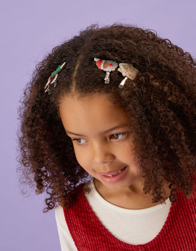 4-Pack Girls Christmas Hair Clips, , large