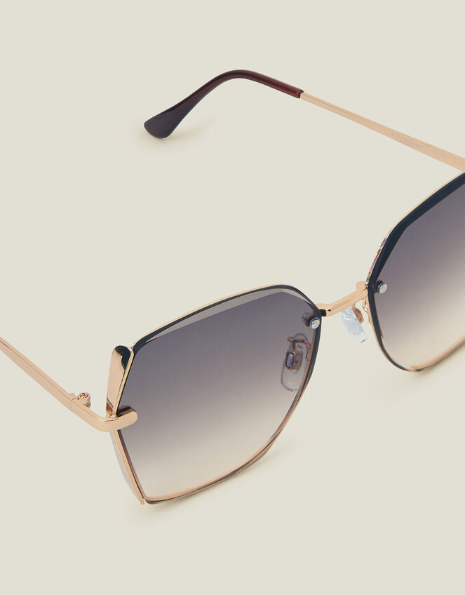 Metal Bevelled Edge Sunglasses, , large