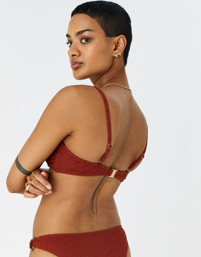 Texture Ring Bandeau Bikini Top, Orange (RUST), large