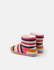 Knitted Stripe Slipper Boots, Multi (BRIGHTS MULTI), large