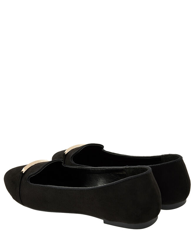 Metal Bar Flat Shoes, Black (BLACK), large