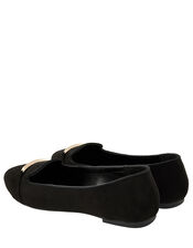 Metal Bar Flat Shoes, Black (BLACK), large
