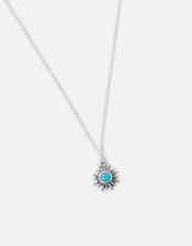 Sterling Silver Sun Pendant Necklace, , large