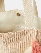 Woven Metallic Beach Bag, , large